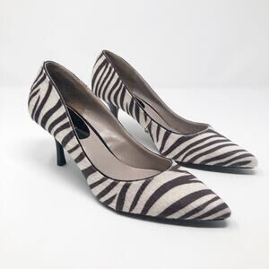 NIne & Co. Faux Fur Zebra Print Heels 8